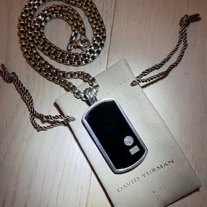 David Yurman Black Onyx Dog Tag and 22” Chain